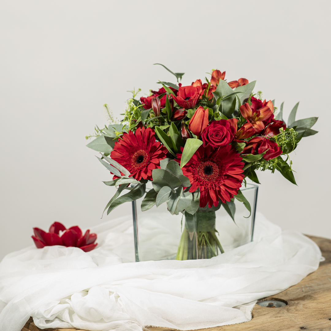 bouquet di fiori rossi